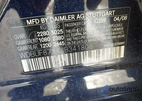 2008 Mercedes-Benz E 350 4Matic from USA, damaged, VIN WDBUF87X48B341806